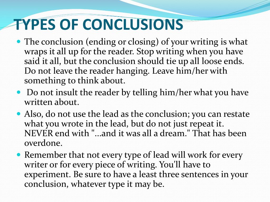 types of essay conclusion