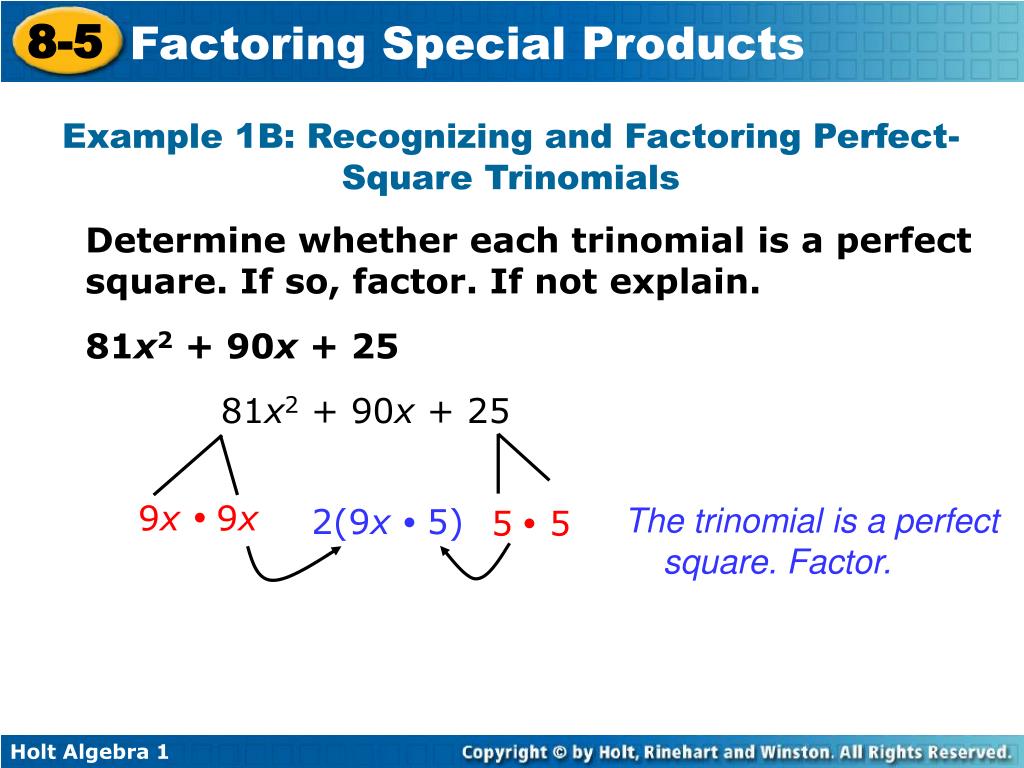 How to factor perfect square trinomial