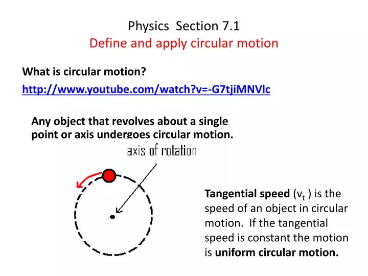 Ppt physics section 7 1 define and a pply circular motion powerpoint 