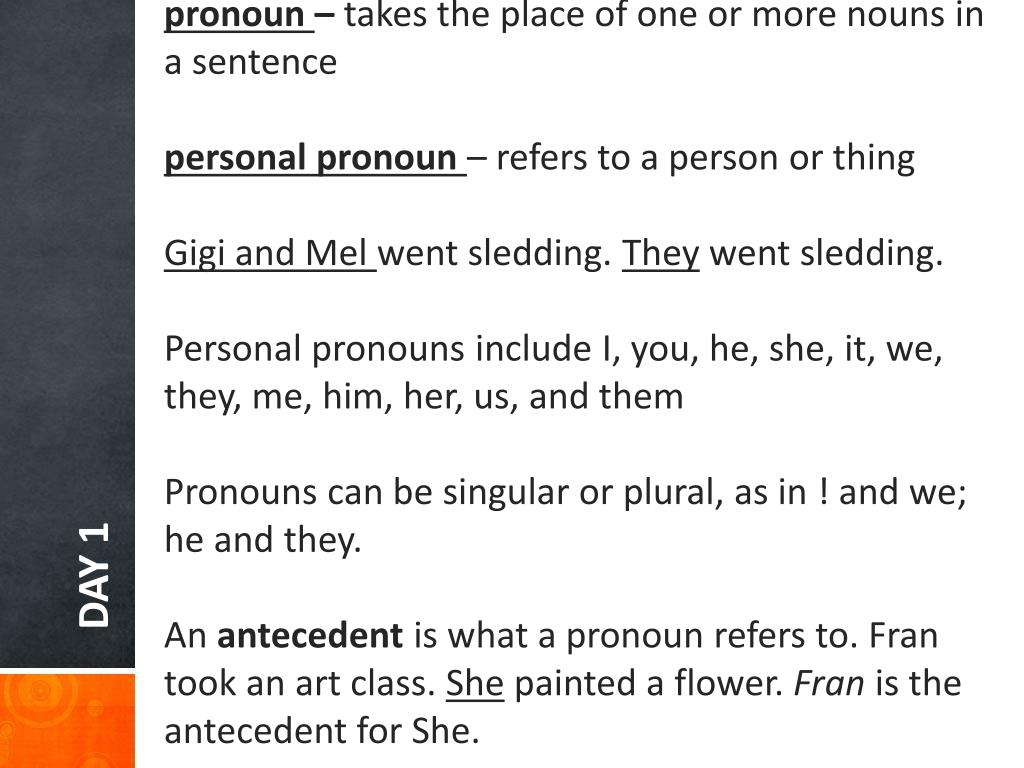 PPT - Introducing Pronouns and Antecedents PowerPoint Presentation ...