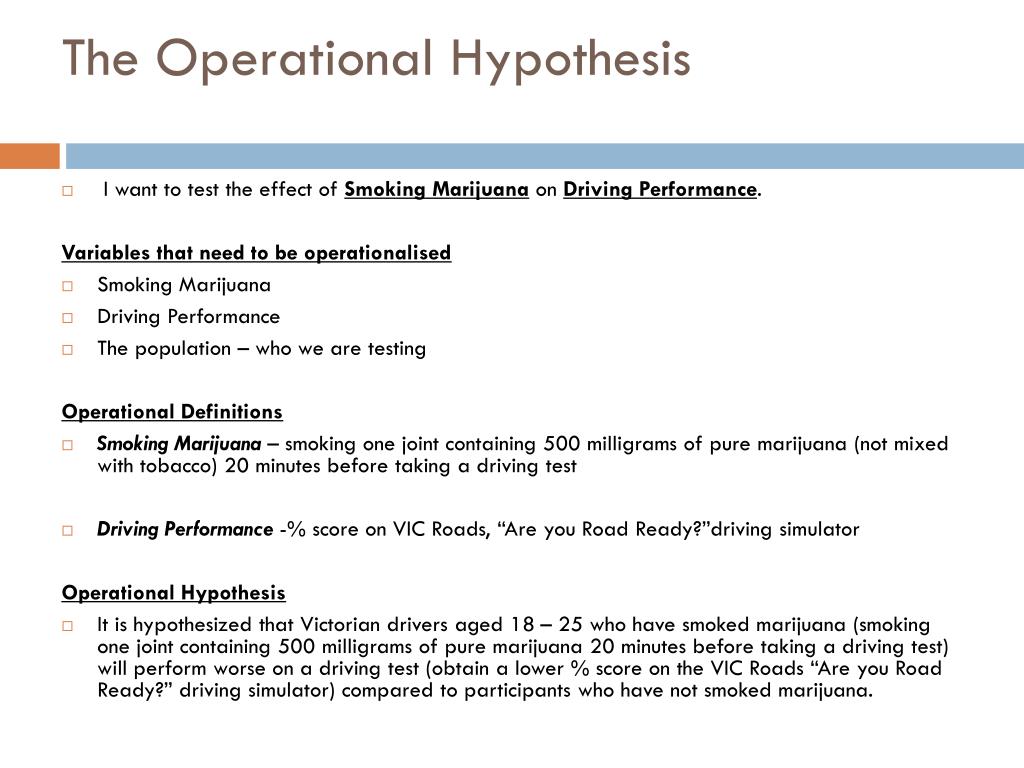 example of operationalised hypothesis