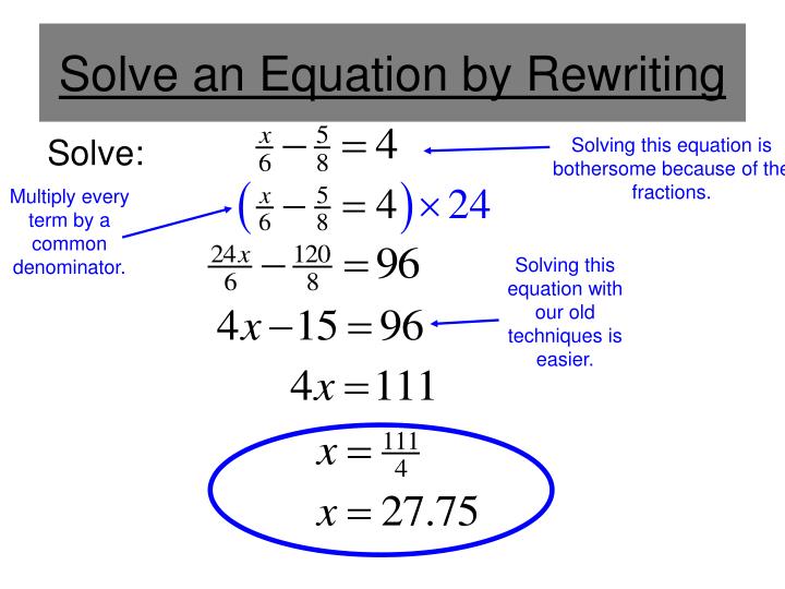 PPT - Solving an Equation by Rewriting PowerPoint Presentation - ID:2536973