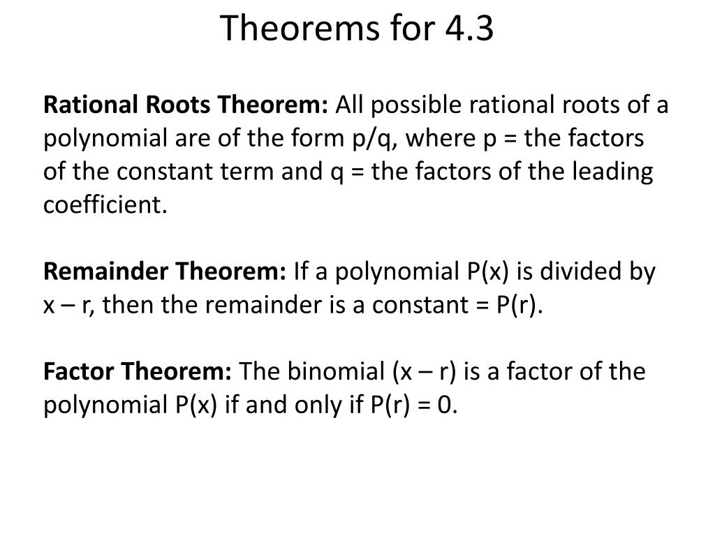Ppt Theorems For 4 3 Powerpoint Presentation Free Download Id