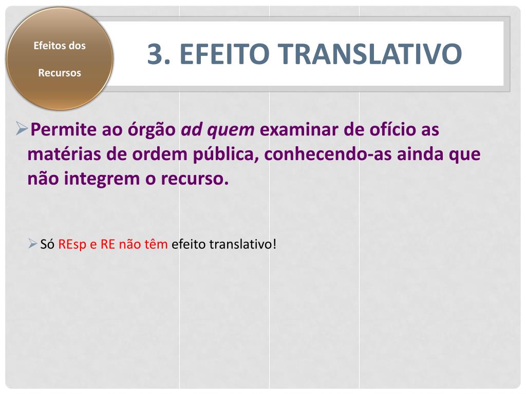 Efeito Translativo Do Recurso, Jurisprudência Selecionada