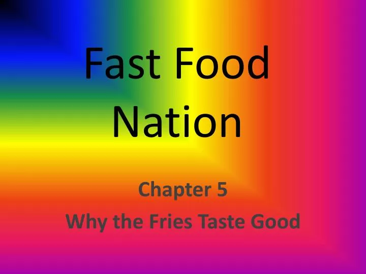 fast food nation chapter one fast food nation chapter one