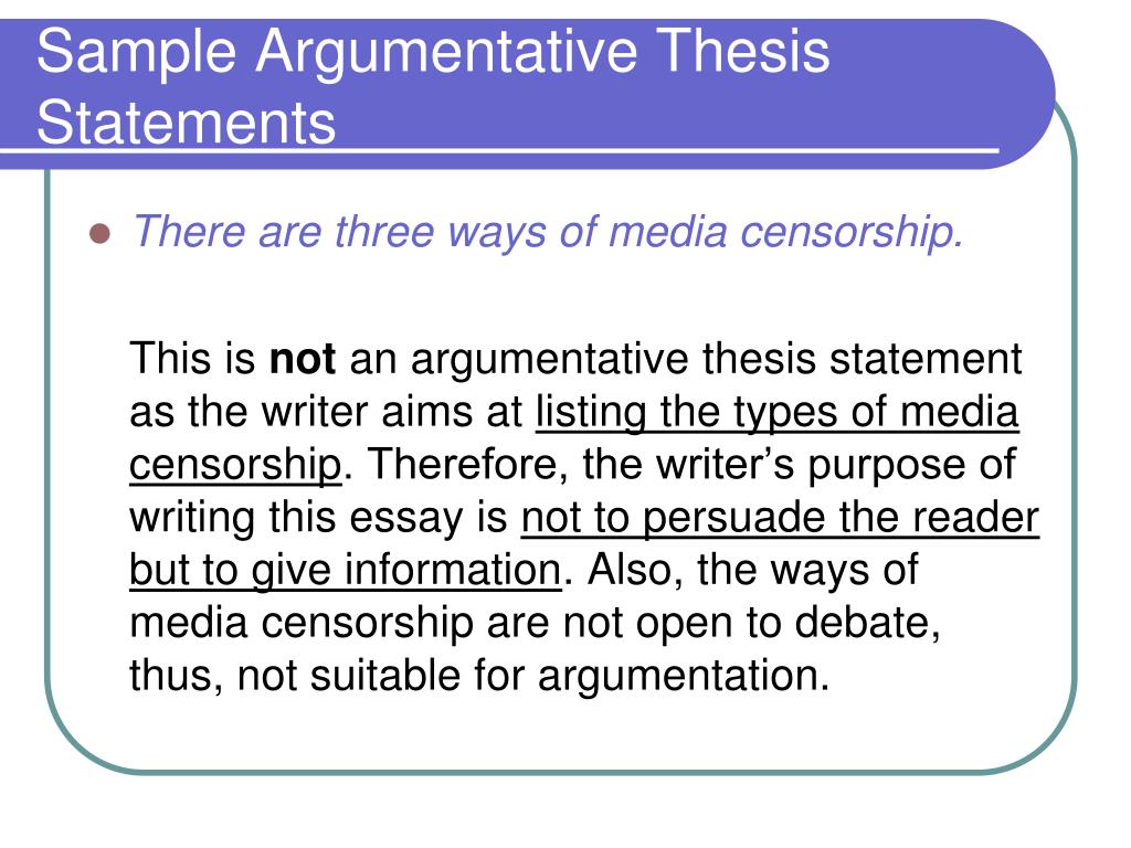 what is an example of an argumentative thesis statement
