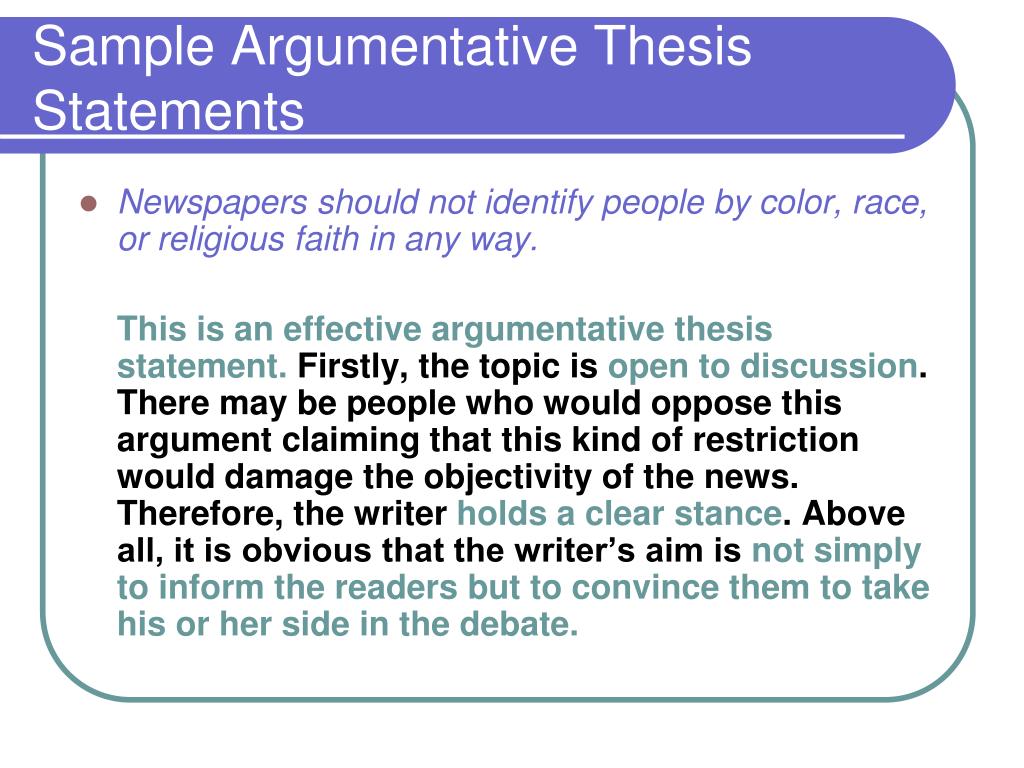 example of a argumentative thesis statement