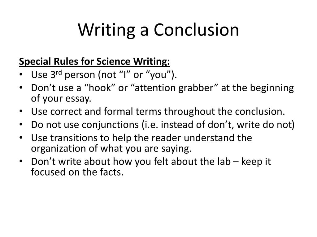 how to write a good conclusion in science