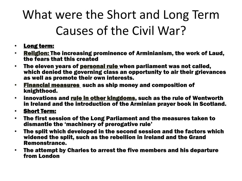 PPT - What were the Short and Long Term Causes of the Civil War? PowerPoint  Presentation - ID:2557296