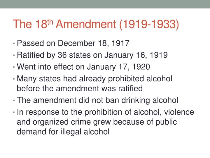 Ppt The 18 Th And 21 St Amendments Powerpoint Presentation Id
