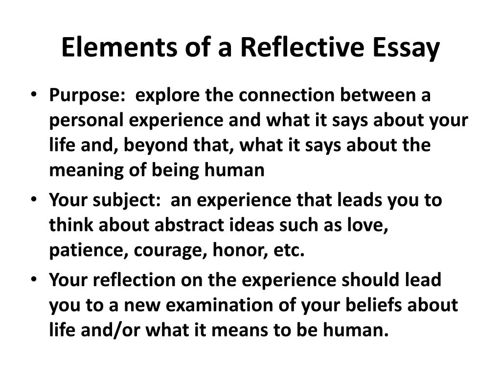 what are the three parts of reflective essay