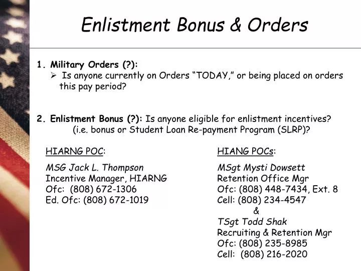 PPT Enlistment Bonus & Orders PowerPoint Presentation, free download