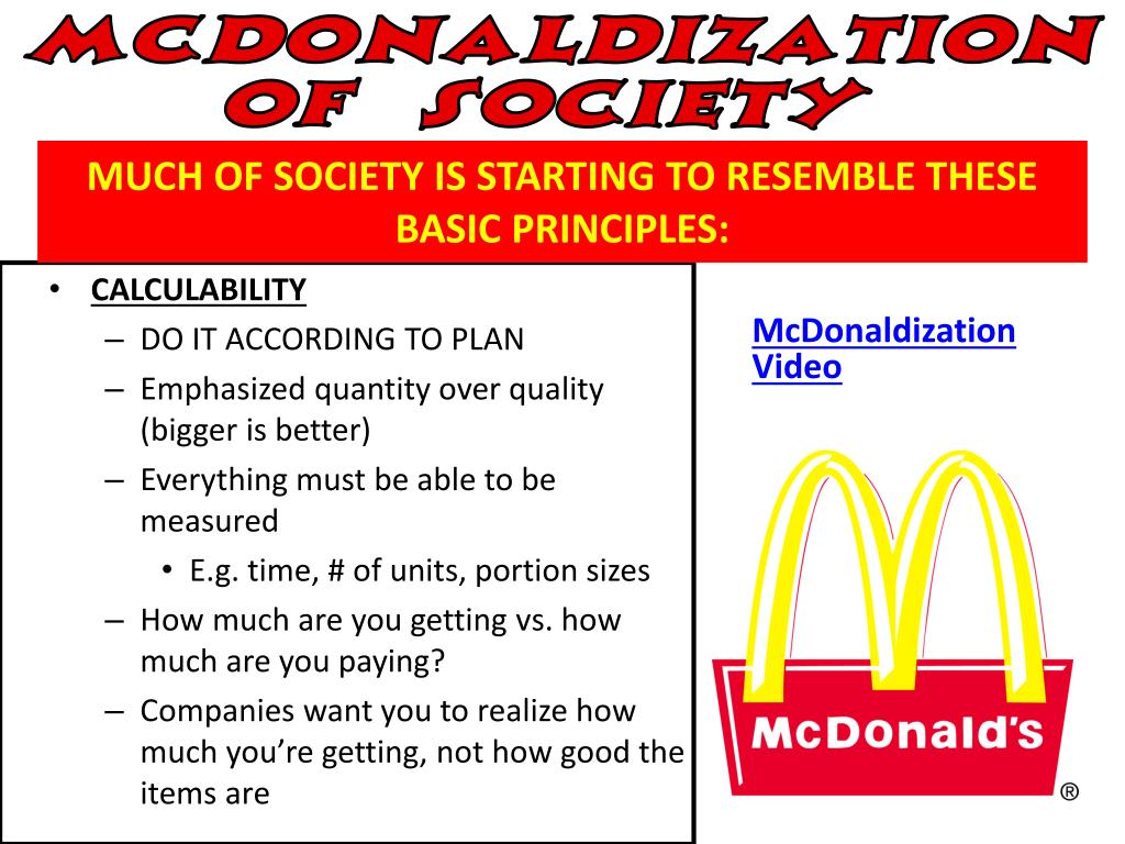 mcdonaldization of society pdf