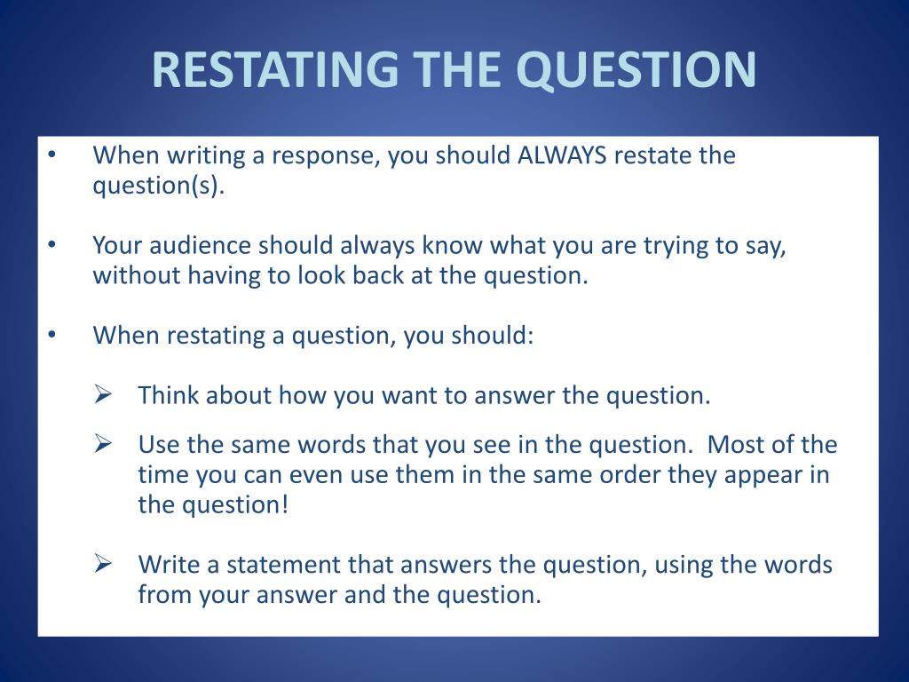 what does restating thesis mean