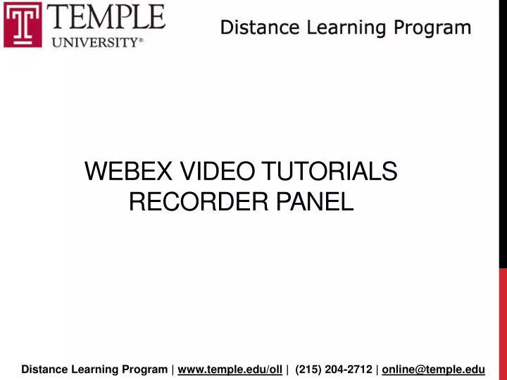 PPT ex Video Tutorials Recorder Panel PowerPoint Presentation