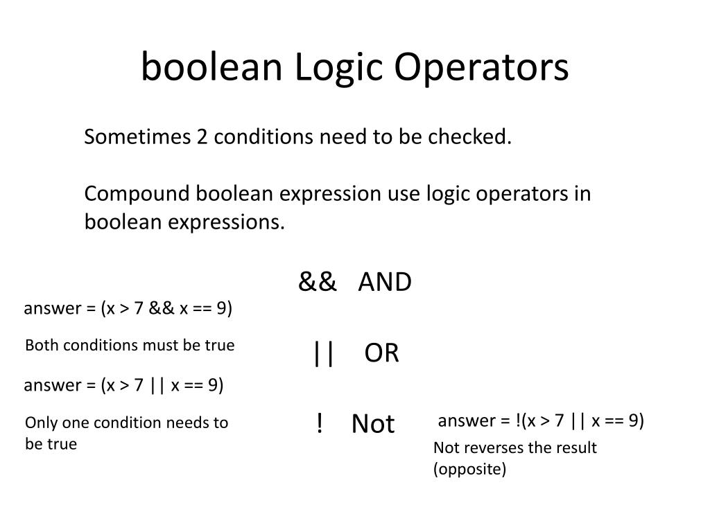 PPT - Conditionals & boolean operators PowerPoint Presentation - ID:2566042