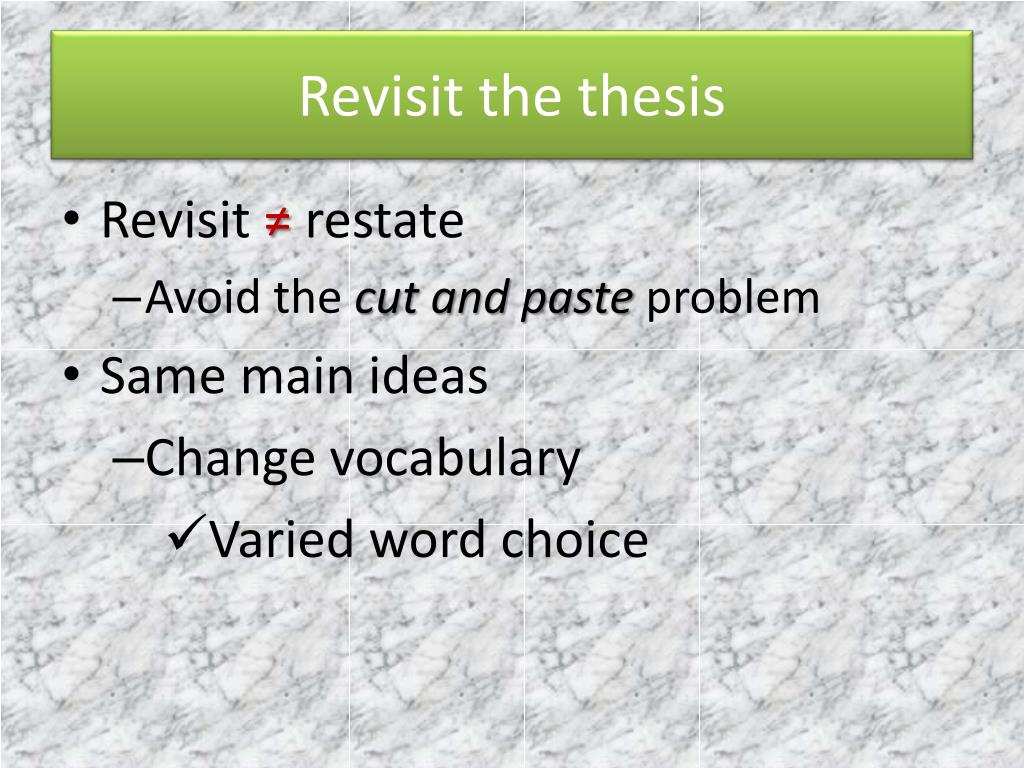 what does revisit thesis mean