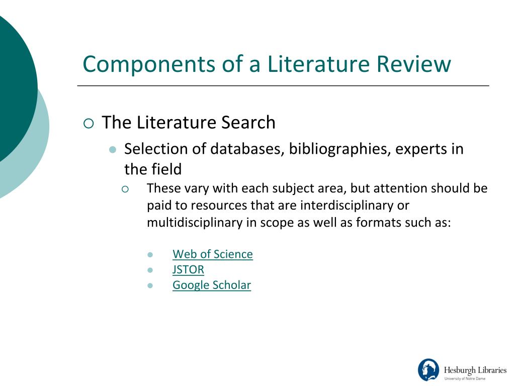 essential components of a literature review
