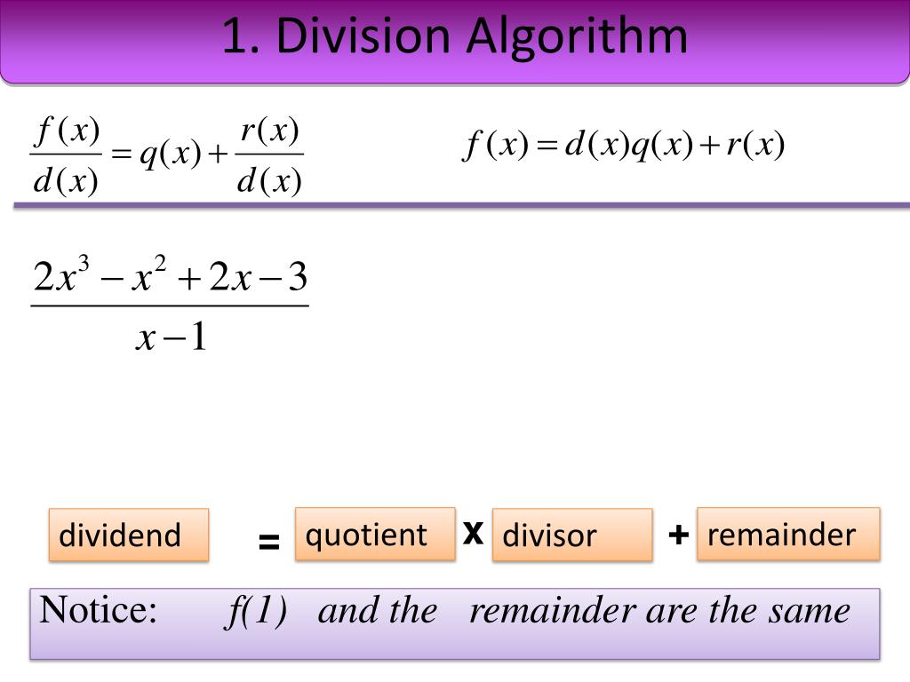PPT - 1. Division Algorithm PowerPoint Presentation, free download - ID ...