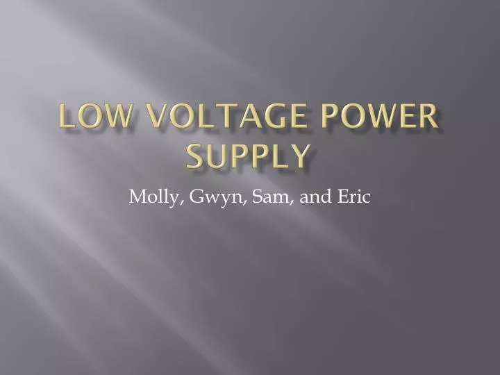 low voltage power supply n.
