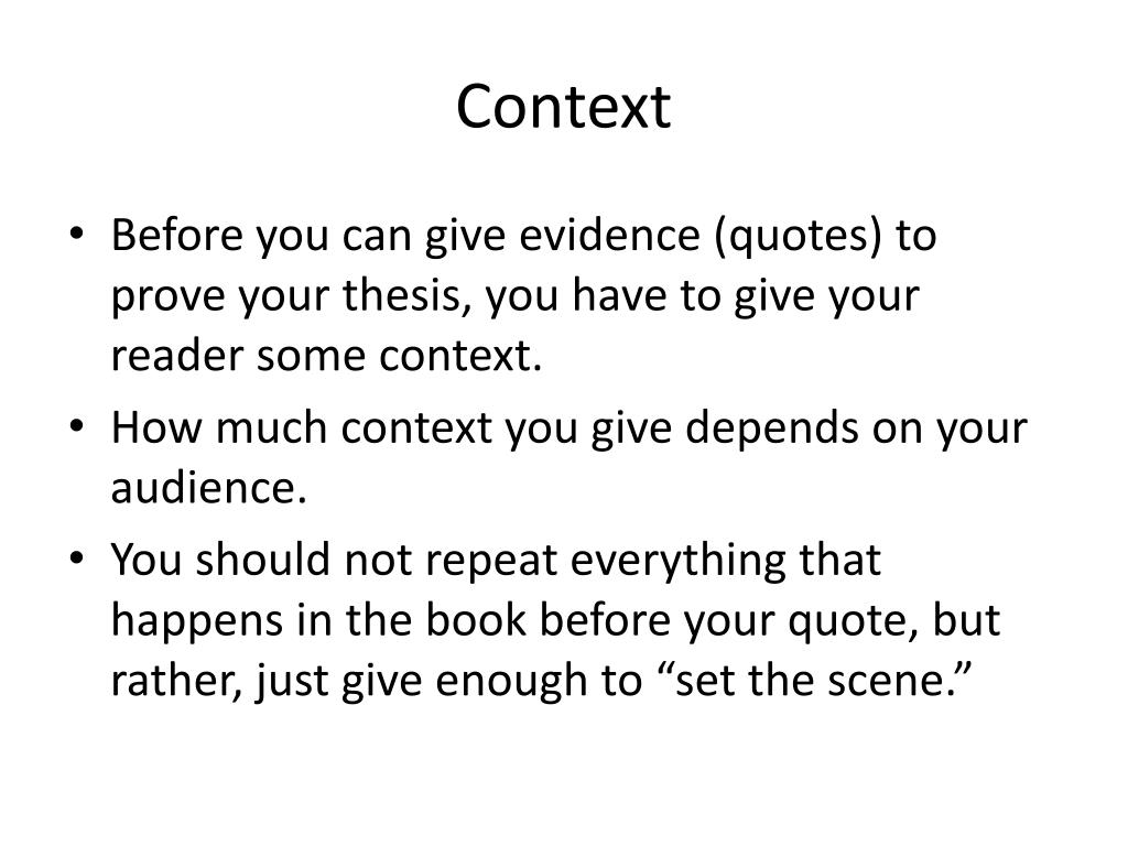 context of essay example