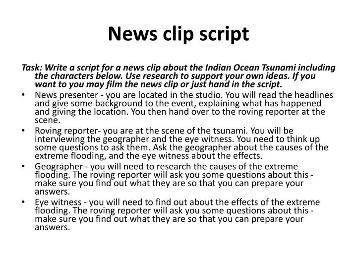 news clip script n.