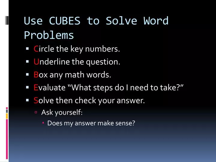 Ppt use cubes to solve word problems powerpoint presentation free 