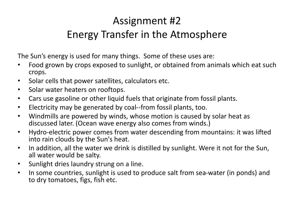 energy transfer assignment