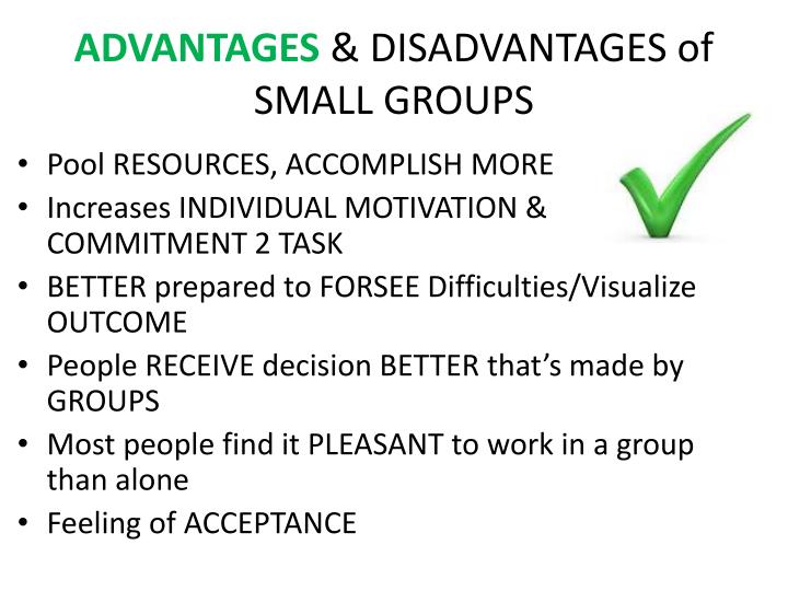 working in groups advantages and disadvantages