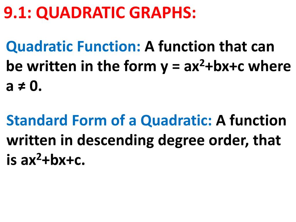Ppt 9 1 Quadratic Graphs Powerpoint Presentation Free Download Id