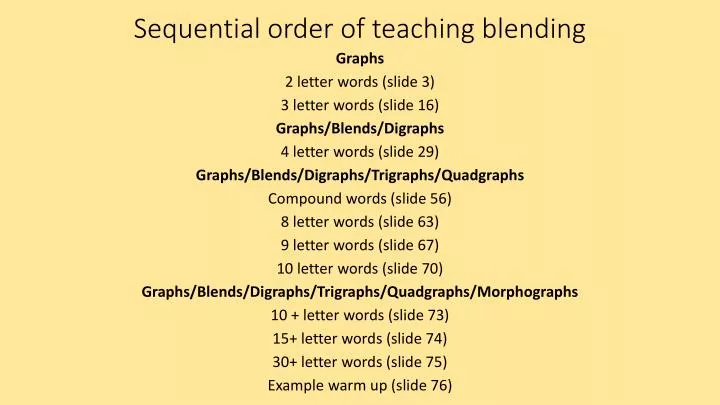 sequential order of teaching blending n.