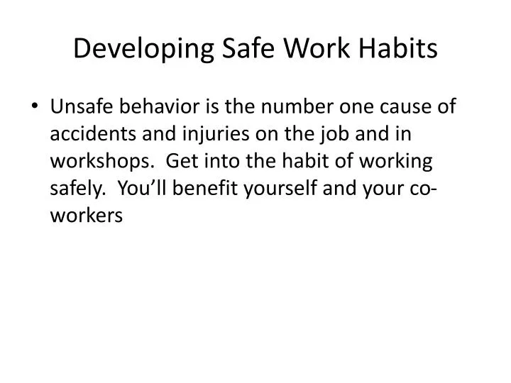developing safe work habits n.