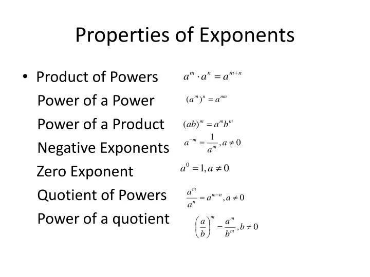 Ppt properties of exponents powerpoint presentation free download