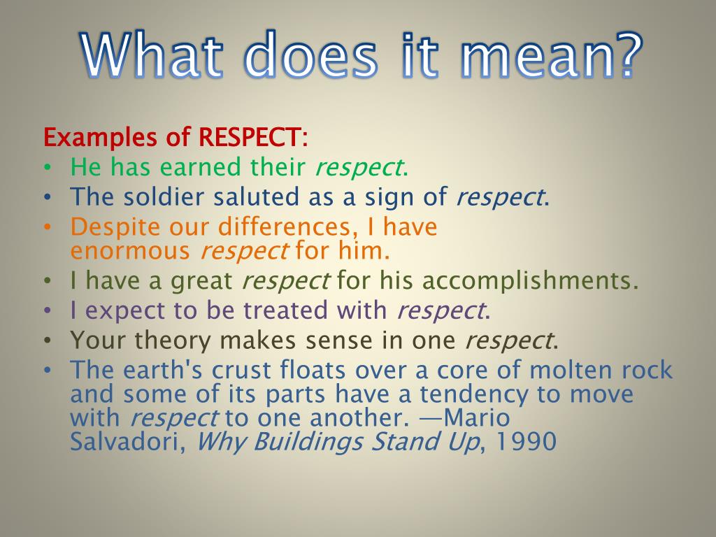 what does respect mean essay