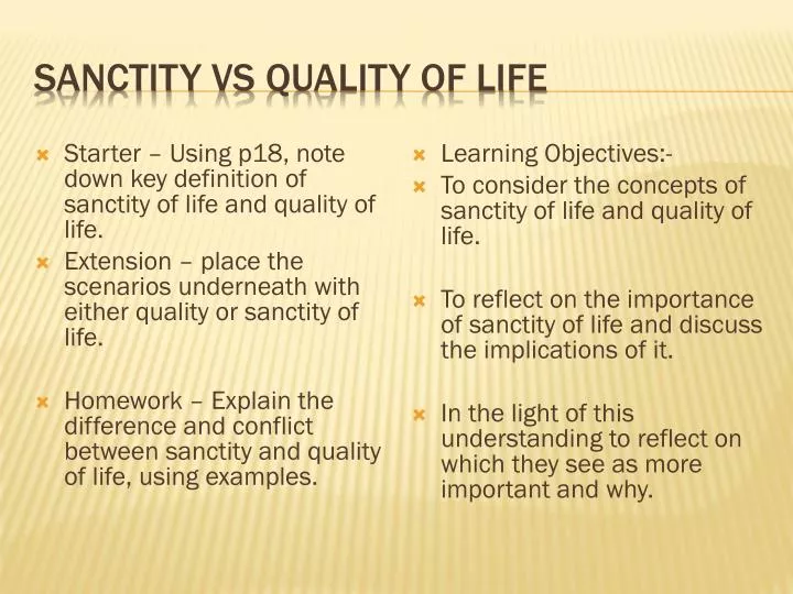quality of life examples