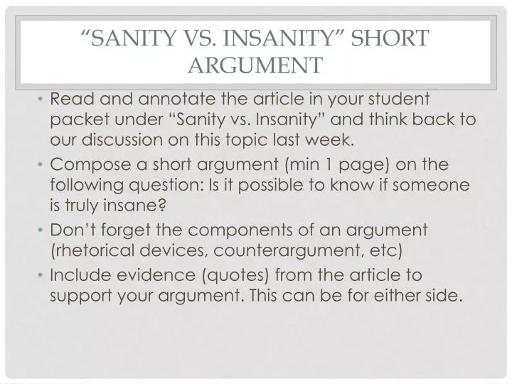 sanity vs insanity