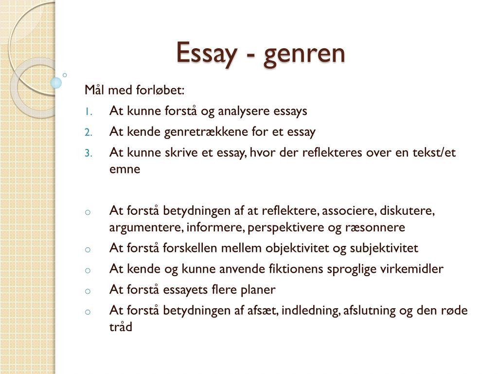engelsk essay genre
