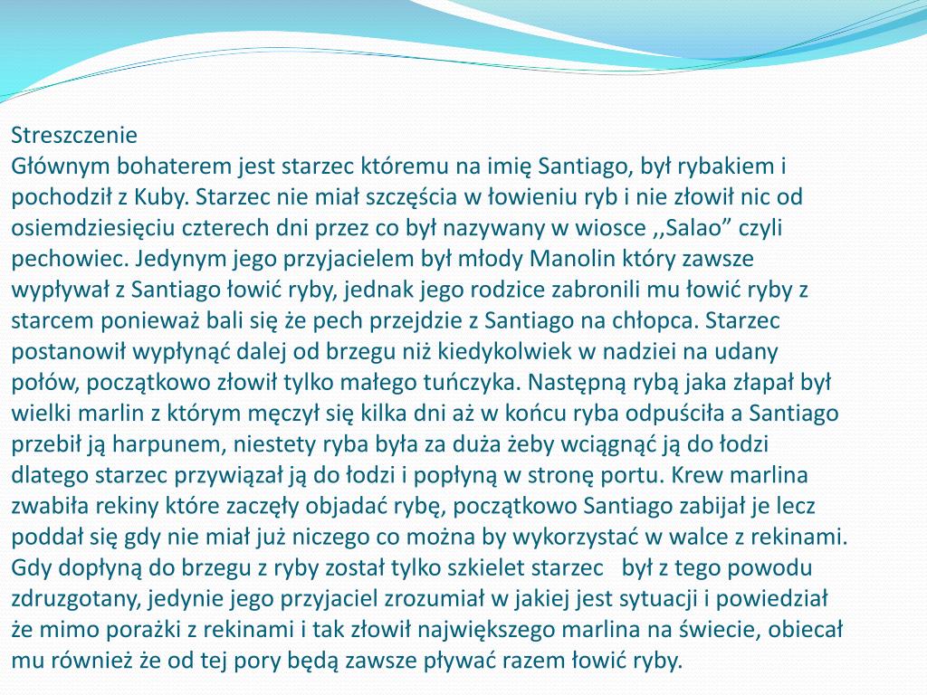 PPT - Ernest Hemingway „Stary człowiek i morze” PowerPoint Presentation