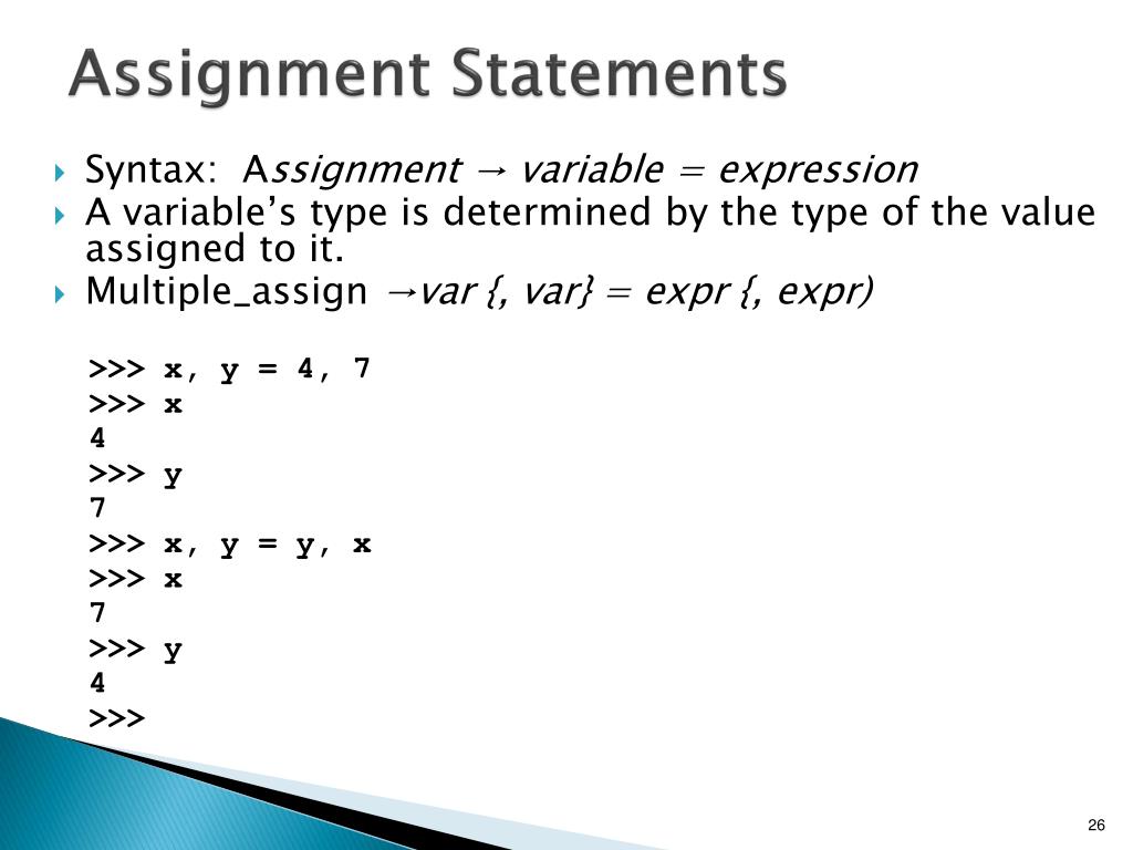 syntax is assignment statement