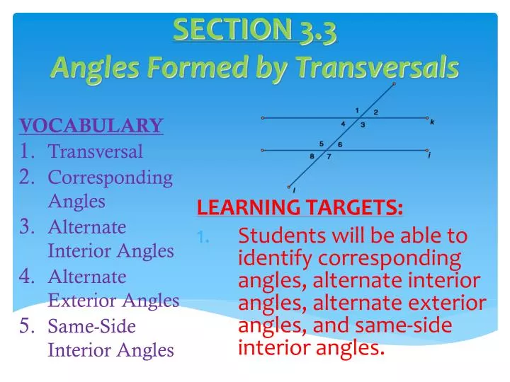 Ppt Section 3 3 Angles Formed By Transversals Powerpoint