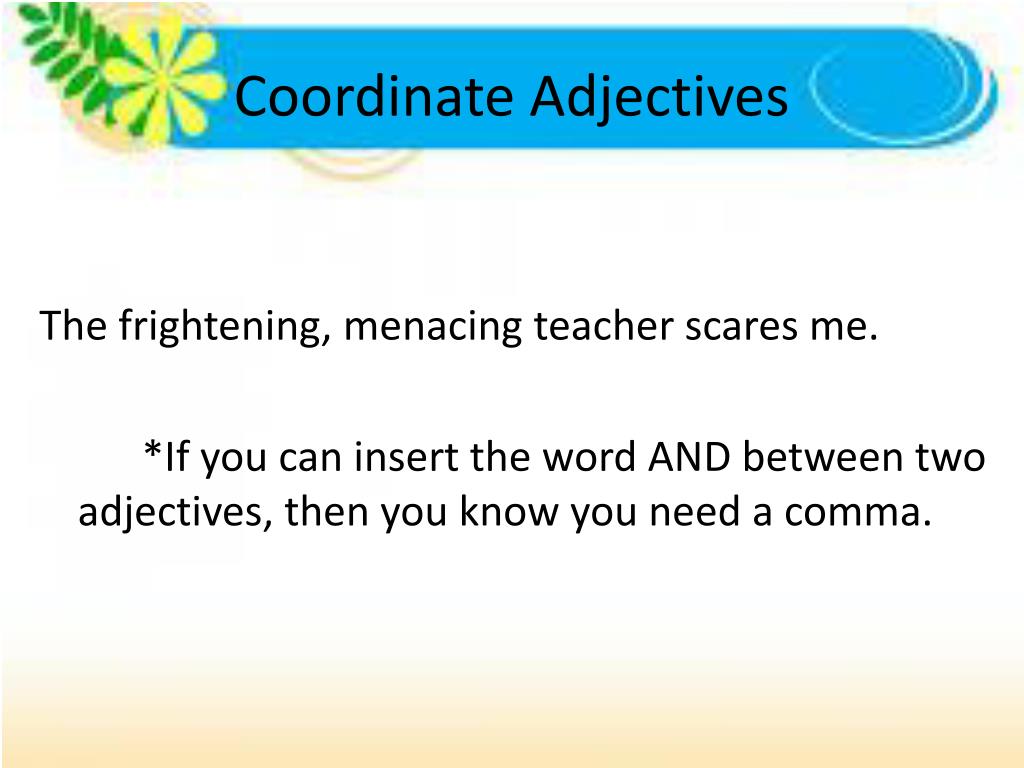 Coordinate Adjectives Worksheet With Answers