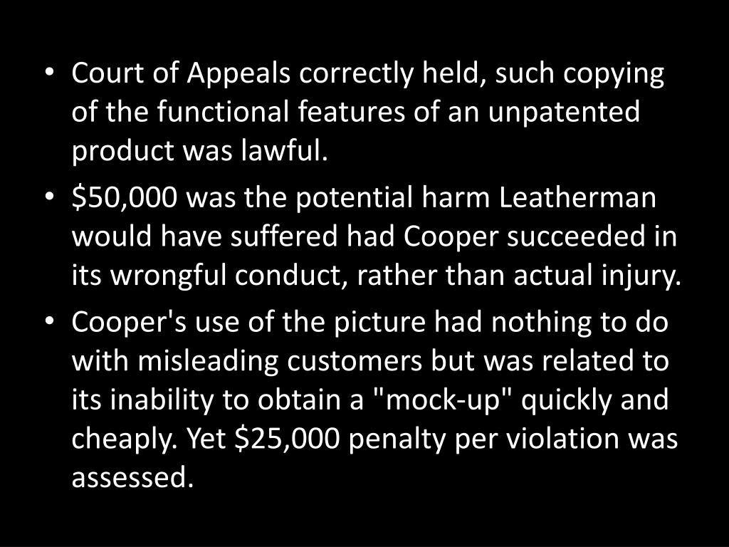 PPT COOPER INDUSTRIES, INC . v. LEATHERMAN TOOL GROUP, INC