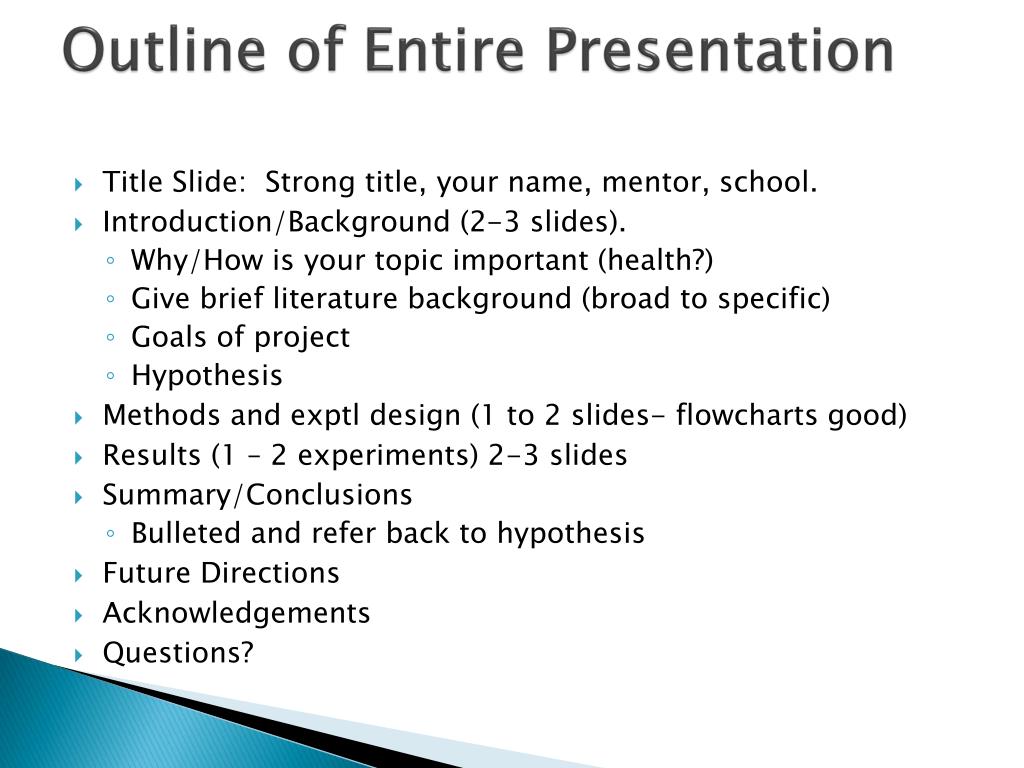oral presentation directions