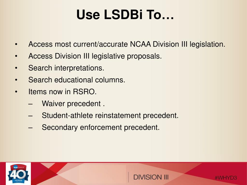 PPT - LSDBi /RSRO NCAA Division III PowerPoint Presentation, free