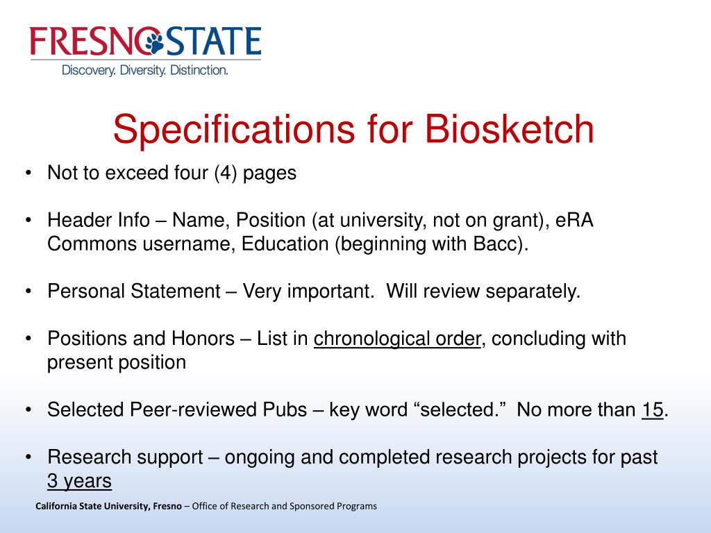 nih biosketch completed research support