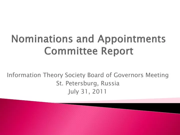 nominations and appointments committee report n.