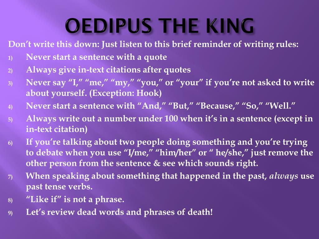 how to quote oedipus the king in an essay