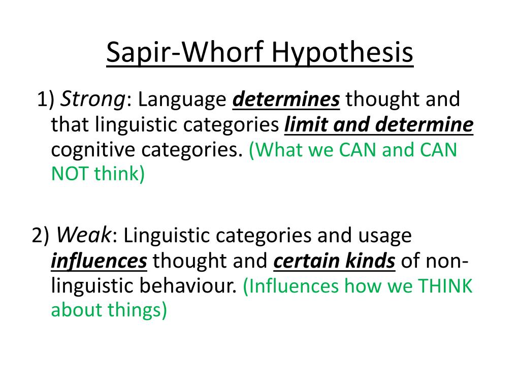 strong sapir whorf hypothesis