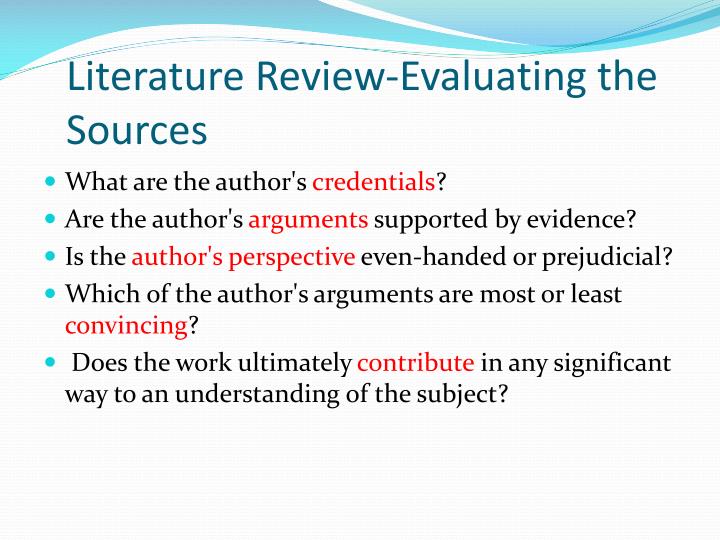 source evaluation literature review