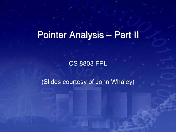 pointer analysis part ii n.